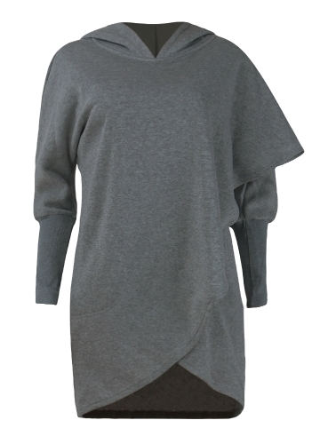 

Fashion Women Hoodie Sweatshirts Long Sleeve Asymmetric Casual Loose Irregular Pullover Hooded Tops Light Grey/Dark Grey/Blue