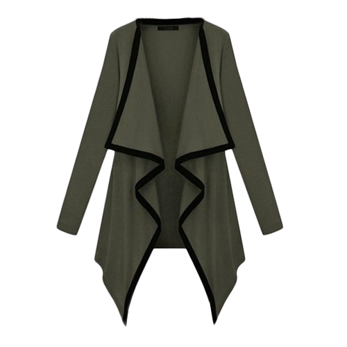 

Women Long Sleeve Contrast Cardigan Open Front Asymmetric Cape Casual Poncho Coat
