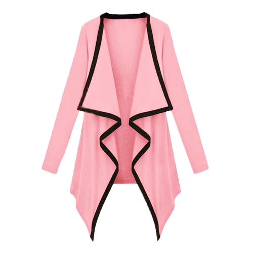 

Women Long Sleeve Contrast Cardigan Open Front Asymmetric Cape Casual Poncho Coat