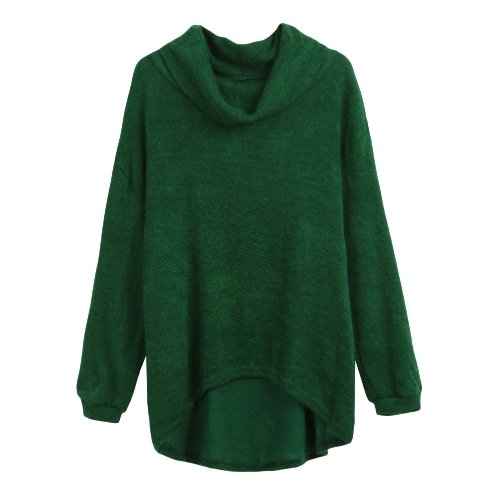 Maglia donna maglione pullover Maglia dolcevita orlo asimmetrico Maglieria casual allentata