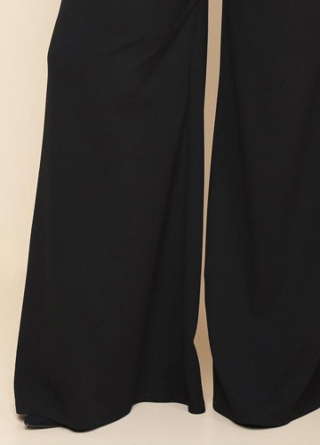 

Fashion Women Plus Size Wide Leg Pants Solid Color Side Pockets High Waist Trousers Black/Burgundy