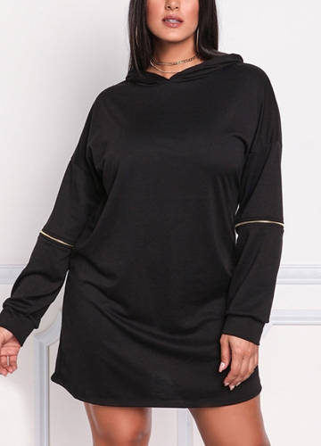 

Women Plus Size Long Solid Long Sleeve Casual Slim Mini Sweatshirt Dress
