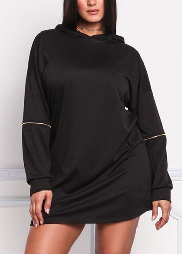 

Women Plus Size Long Solid Long Sleeve Casual Slim Mini Sweatshirt Dress