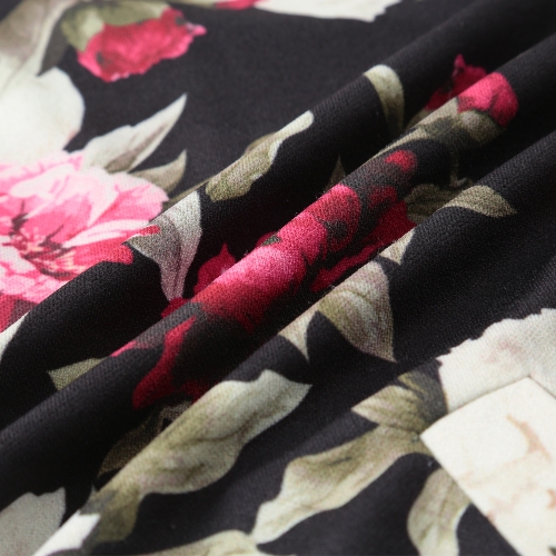 Moda Autunno Inverno Donna Floral Print Jacket Coat Zipper manica lunga tasca Bomber Streetwear nero