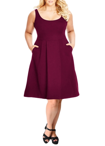 

Women Plus Size Tank Dress Solid Swing Dress A-Line Casual Midi Dress