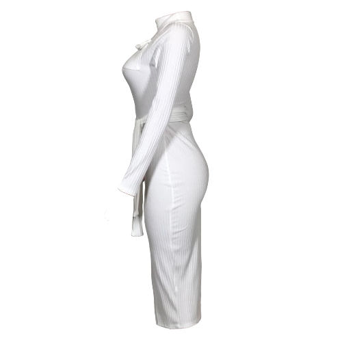 

Women Autumn Winter Sweater Knitted Dress Belted Waist Slim Elastic Turtleneck Long Sleeve Bodycon Dress