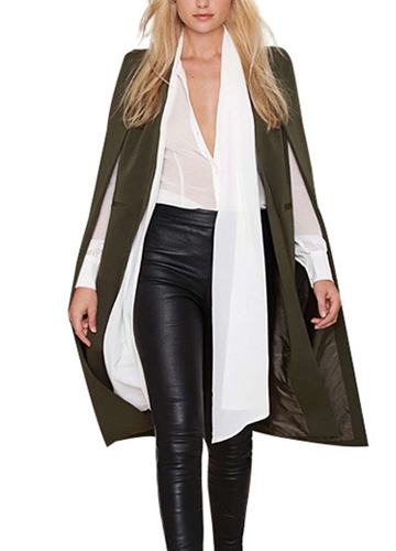 

Autumn Women Long Cloak Blazer Coat Cape Cardigan Jacket Slim Office OL Suit Casual Solid Outerwear