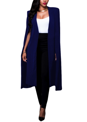 

Fashion,Women Cloak Cape Split Slim Office OL Suit Solid Long Blazer