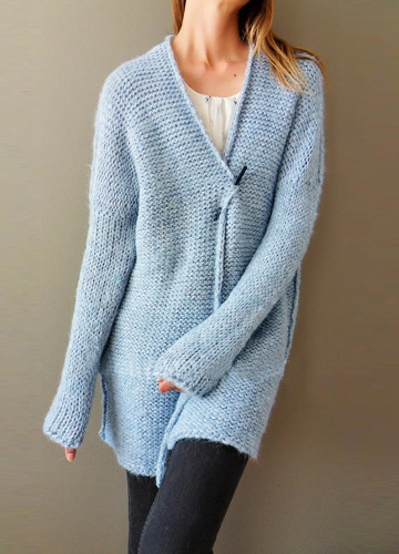 

Women Knitted Cardigan Coat Open Front Long Sleeves Dropped Shoulder Loose Outwear