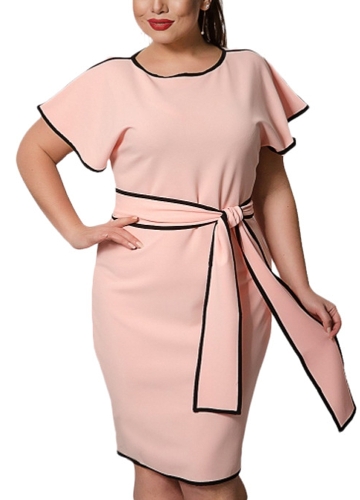 

Fashion Women Plus Size Butterfly Sleeve Contrast Trim Dress