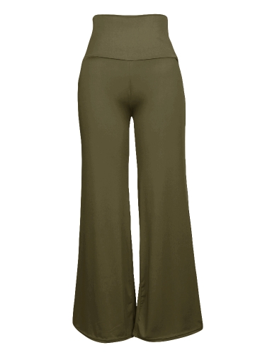 

Casual Women High Waist Wide Leg Pants Side Zipper Solid Color Oversize Flare Long Loose Yoga Trousers