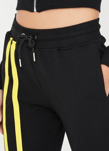 

Женщин с капюшоном и брюками Set Stripe Side Zip Up Drawstring Waist