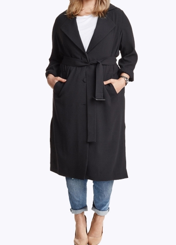 

Women Longline Single Breasted Turn-Down Collar Lapel Coat