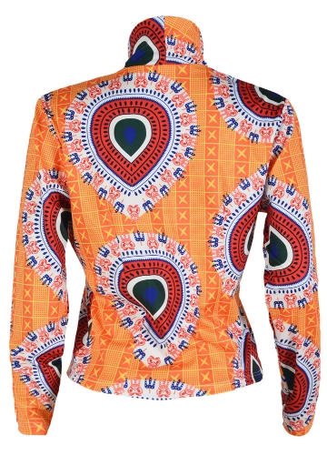 

Vintage Women Coat Print Long Sleeves Notched Retro Short Outwear Jacket
