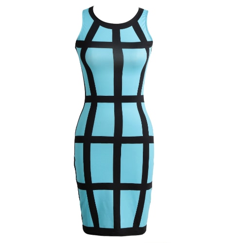 

Sexy Women Dress Stripe O Neck Sleeveless Clubwear Slim Sundress
