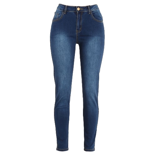 

Denim Zipper Pockets High Waist Elastic Skinny Plus Size Jeans