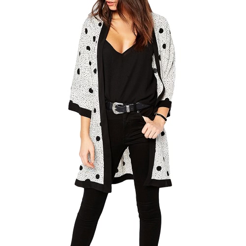 

Chiffon Polka Dot Print Loose Thin Kimono