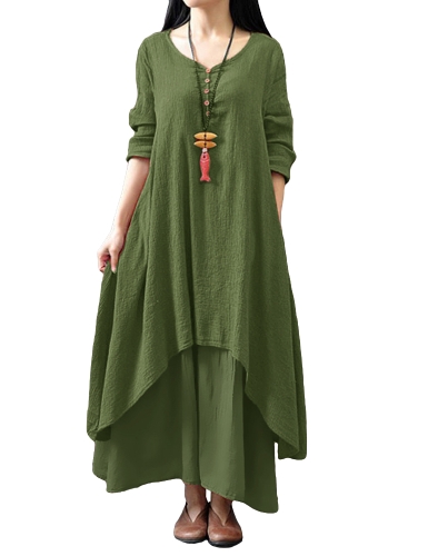 Vestito lungo da lunghezza Boho lungo solido del vestito allentato casuale delle nuove donne di modo