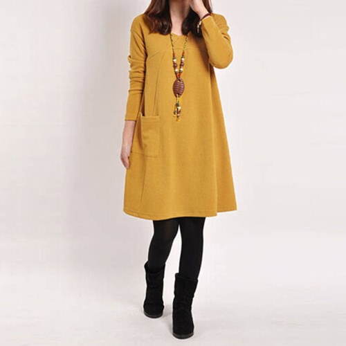 

Autumn Winter V Neck Midi Dress