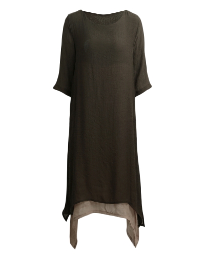 Vestito lungo maxi dal Boho allentato casuale irregolare dell'orecchio delle donne delle nuove donne vestito arancione / verde dell'esercito / caffè