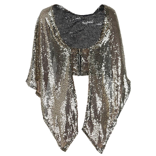 New Sexy Frauen Sequin Schein-T-Shirt Glitter Round Neck Backless Reißverschluss Partei Bling glänzende Top Rosa / Gold / Schwarz