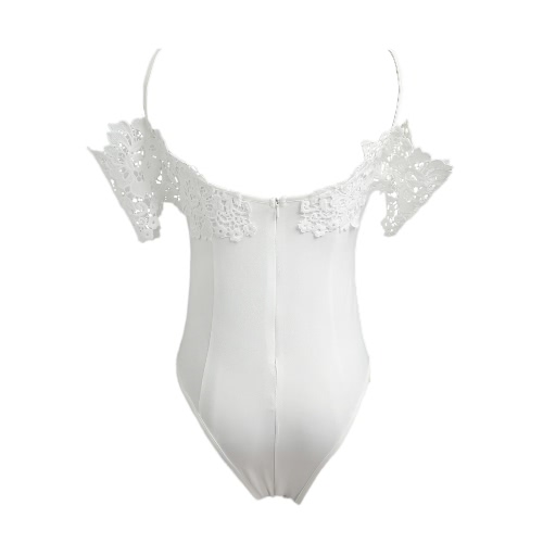 

Новый женский Sexy Bodysuit Спагетти ремень крючком цветочные колготки Bodycon Комбинезон Rompers Белый костюм для подвижных игр