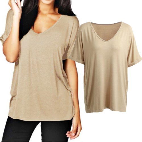 Maglietta base alla moda di formato della sciarpa del manicotto del collo di estate V di modo più allentato