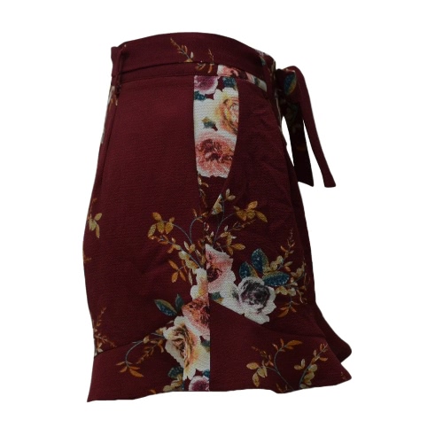 

New Women Floral Shorts High Waist Ruffle Ruched Side Pocket Zipper Shorts
