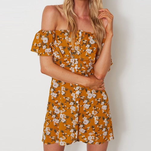 

Летнее платье для женщин с надписью Slash Neck Women's Dress