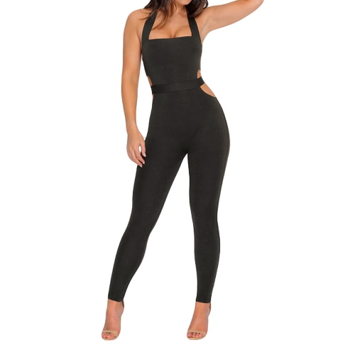 

Women Halter Cut Out Bodycon Romper