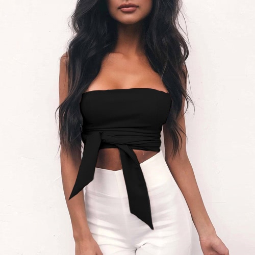 

Sexy Bodycon Bandage Off Shoulder Backless Sleeveless Women's Crop Top