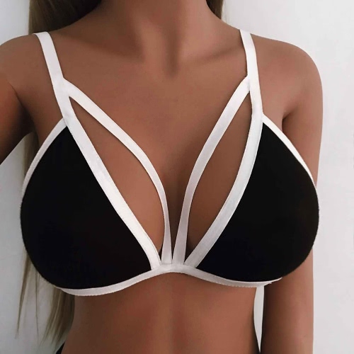 

Sexy Strappy Plunging V Neck Solid Color Bandage Women's Bralette