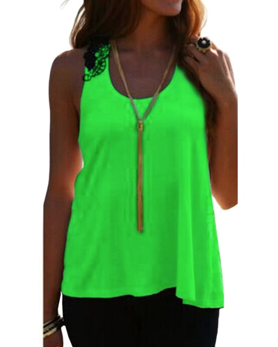 Women Summer Top Casual Sleeveless Vest Shirt Tank Crochet Lace T Shirt