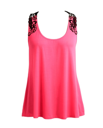 

Women Summer Top Casual Sleeveless Vest Shirt Tank Crochet Lace T Shirt