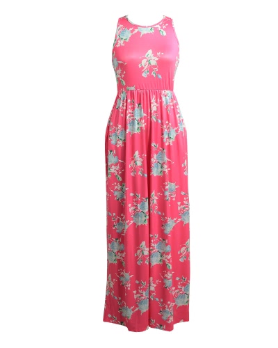 

Сексуальная цветочная печать без рукавов Racerback Tunic Maxi Beach Women's Long Dress