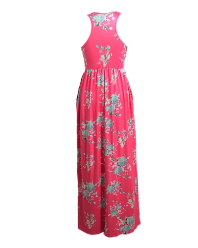 

Новые женские сексуальные цветочные принты Платье без рукавов Racerback Tunic Maxi Beach Long Loose Dress
