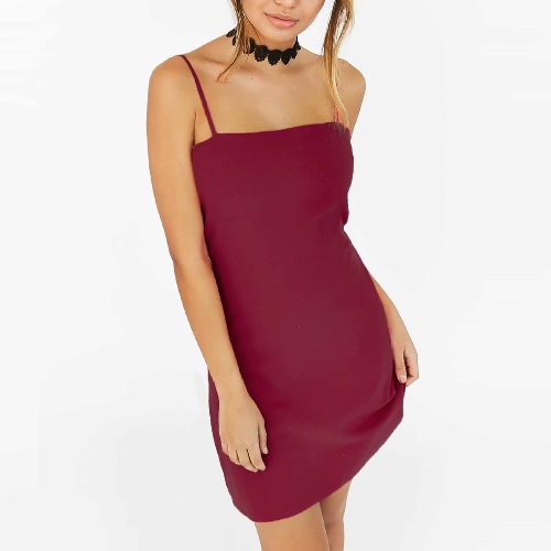 Vestito da cerimonia nuziale Strappy del vestito sottile dal mini vestito sexy dalle donne sexy indietro senza bretelle in cinghia regolabile senza giunte