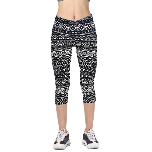 

New Fashion Women Capri Leggings High Waist Printed Cropped Yoga Pants Fitness Workout Casual Trousers