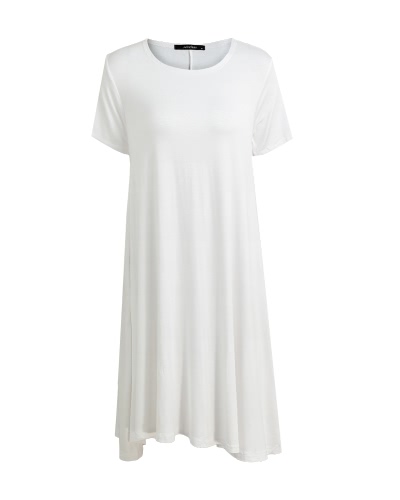 

Fashion Solid A-Line Dress Round Neck Short Sleeves Women's Casual Dress