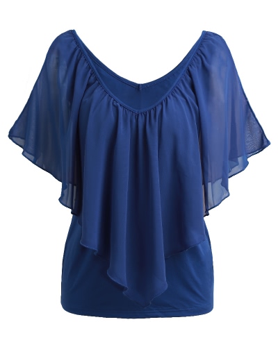 

Sexy Women Blouse V Neck Cold Shoulder Ruffles Sleeveless Solid T-Shirt Vest Tank Summer Casual Tops