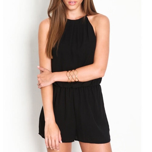 Summer Style Rompers Women Jumpsuit Sexy Sleeveless Playsuit Casual Solid Short Overalls Black