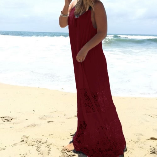 

Summer Lace Splice Spaghetti Strap Loose Long Women's Plus Size Dress