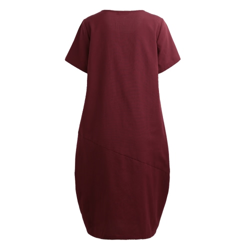 Abito lungo allentato casuale del vestito allentato dalle donne di modo dal bicchierino del manicotto a manicotto lungo Midi lungo dell'annata di estate del sacchetto più il formato