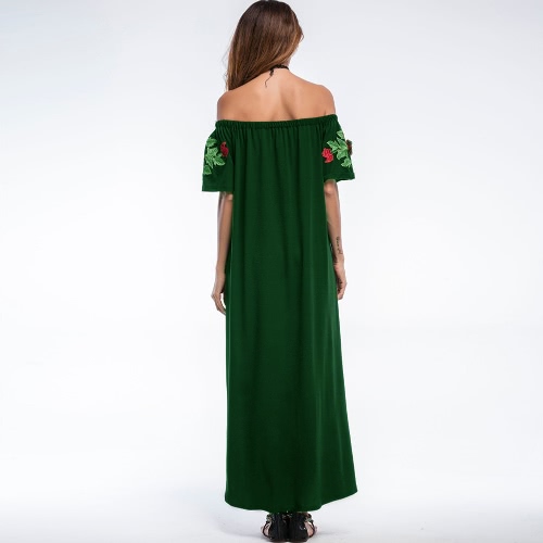 

Вышивка для выпускного вечера Sexy Women Long Maxi с вышивкой из плеча с вырезом из вечернего вечернего платья из зеленого / темно