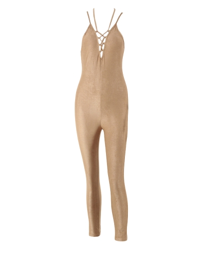 

Sexy Women Jumpsuit Lace Up Bodysuit Strap V-Neck Backless Bodycon Playsuit Rompers Overalls