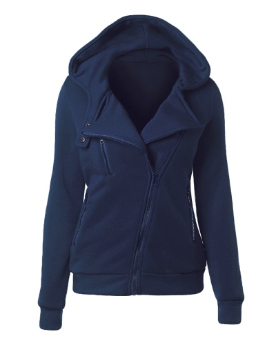 

Autumn Winter Long Sleeve Zipper Hooded Coat Women's Hoodies