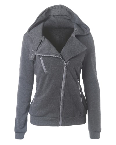 

Autumn Winter Long Sleeve Zipper Hooded Coat Women's Hoodies