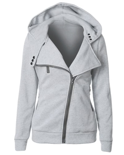 

Autumn Winter Long Sleeve Zipper Hooded Coat Women's Hoodies