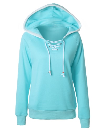 

Women Hoodie Hooded Sweatershirt Fleece Raglan Long Sleeves