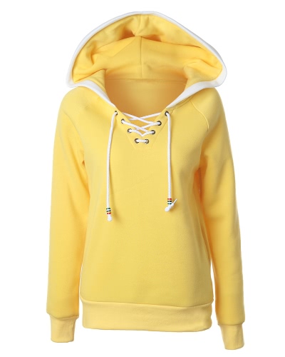 Women Hoodie Hooded Sweatershirt Fleece Raglan Long Sleeves